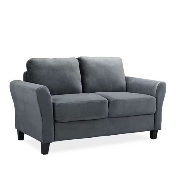 Wesley 56 in. Dark Gray Microfiber 2-Seat Loveseat with Round Arms