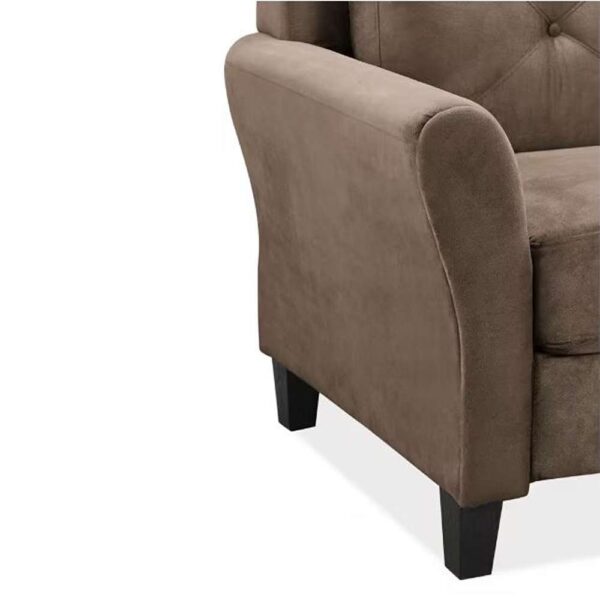 Harvard 57 in. Brown Microfiber 2-Seat Loveseat with Round Arms`