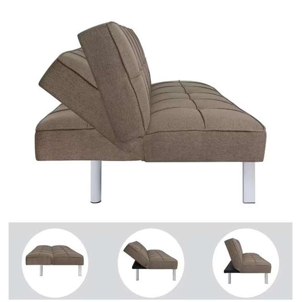 Coffee Modern Futon Sofa Bed-Convertible Linen Sofa with Sleek Design, Comfort, and Multi-Functional Use