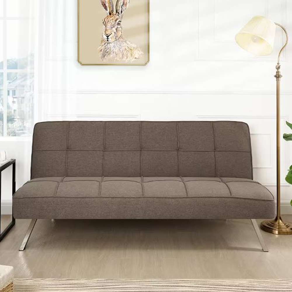 Coffee Modern Futon Sofa Bed-Convertible Linen Sofa with Sleek Design, Comfort, and Multi-Functional Use